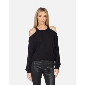 Michael Lauren Jaylee Pearl Cold Shoulder Top Women's Black Size XS Extra Small